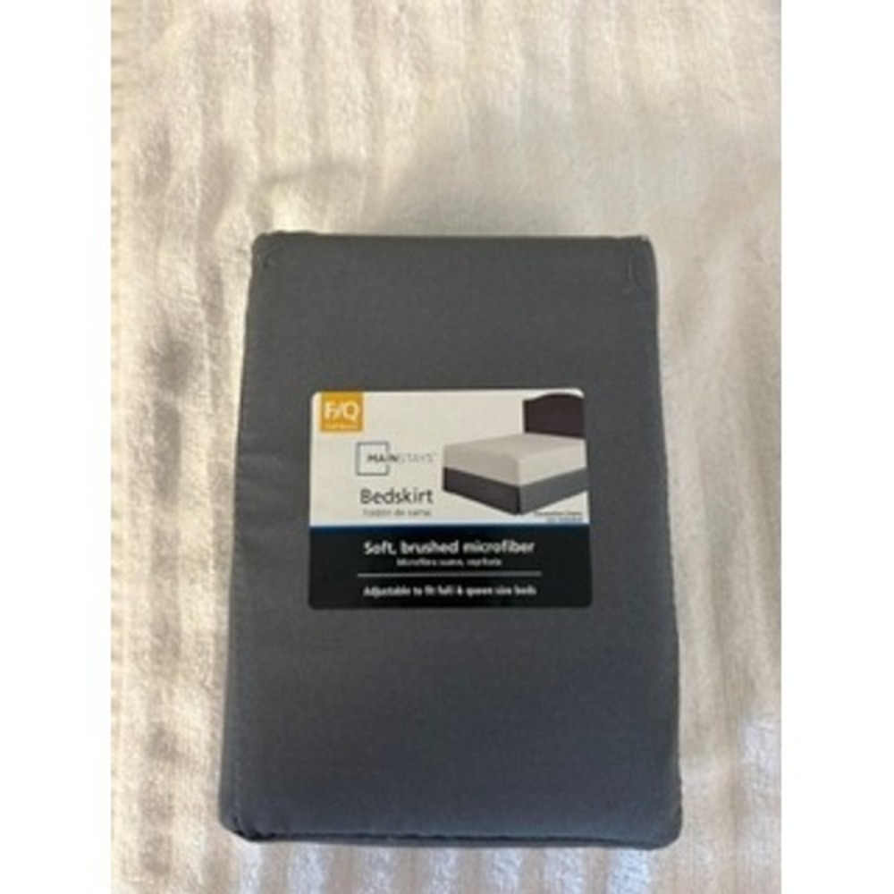 Mainstays Grey Brushed Microfiber Adjustable Full‎ Queen Bedskirt 14 Inch Drop